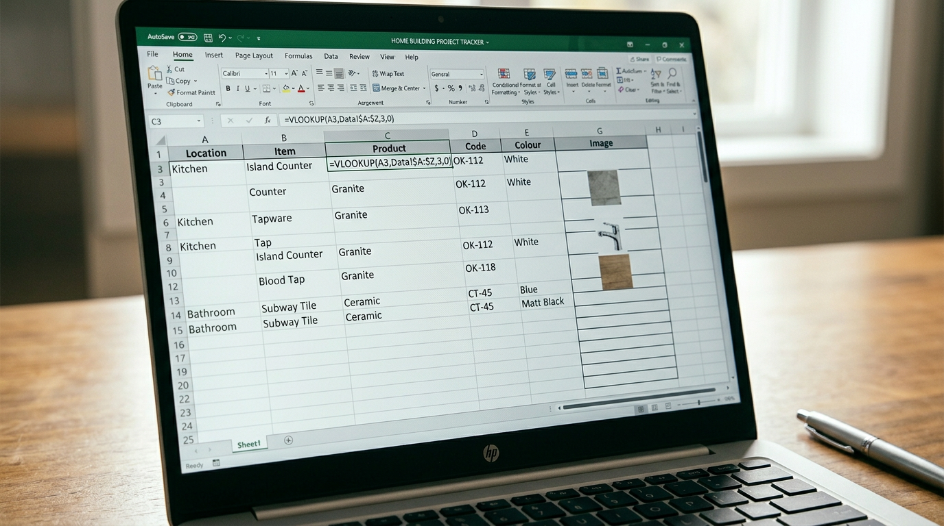 A typical selection schedule managed in Excel — VLOOKUP formulas, missing images, and manual data entry