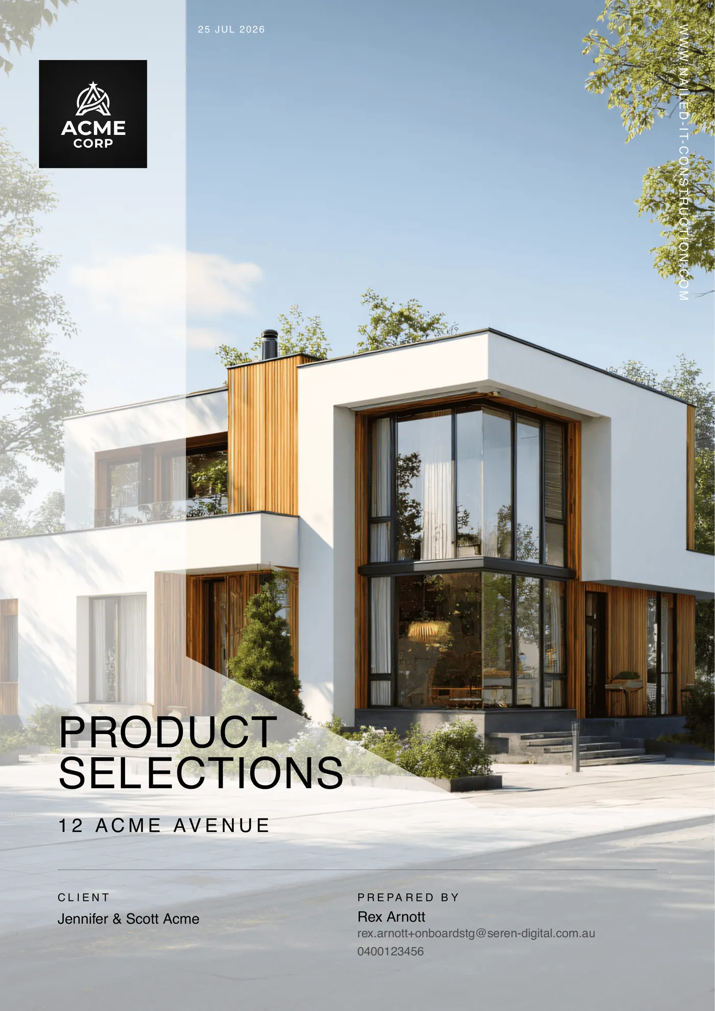 Branded selection-schedule PDF — project cover page
